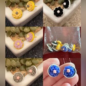💐🆕 6 pairs of Handmade Floral Earrings with Earring backs